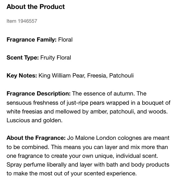 Joe Malone of London English Pear and Freesia perfume ( 100 ML) - Picture 10 of 11